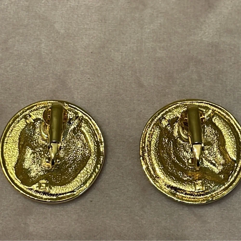 Gold Panther Stud clip on Earrings